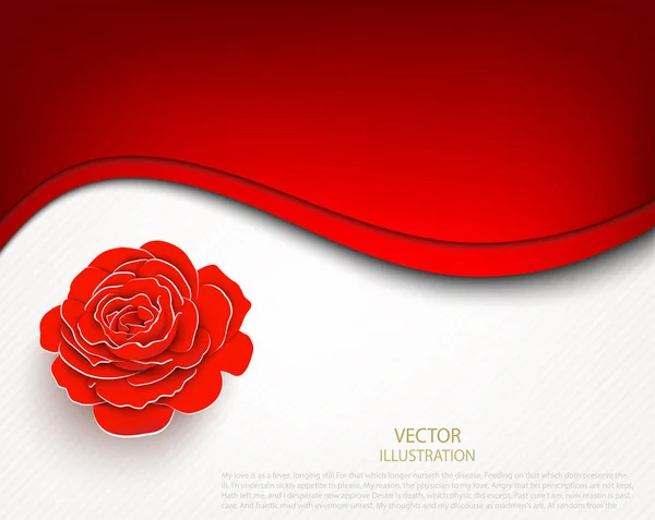 Бумажный Цветок Роза Вырезана Бумаги Красная Роза Фон Иллюстрация — стоковое фото