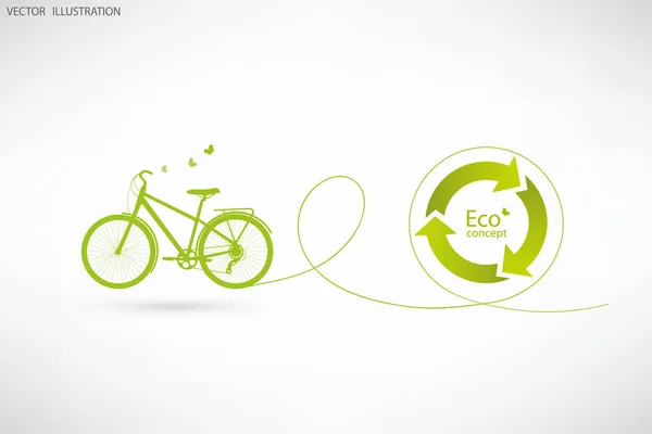 Bike on a globe. Environmentally friendly world. Illustration of ecology the concept of info graphics modern design. Doodle
