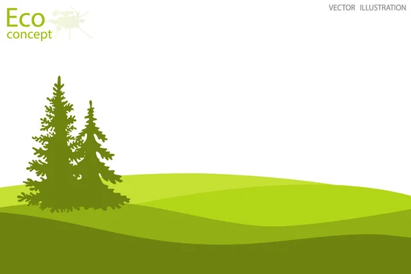 Eco friendly. The concept of ecology with the background of the tree. Template coniferous forest silhouette. landscape.Background. Illustration