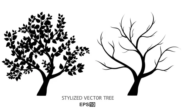木だ木のシルエット イラスト — ストック写真