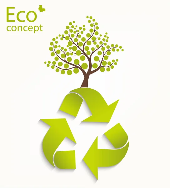 Strom Recyklačním Symbolu Šetrný Životnímu Prostředí Ilustrace Ekologie Bílém Pozadí — Stock fotografie