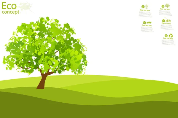 Tree Green Grass Eco Friendly Concept Ecology Background Tree Template — Stock Photo, Image