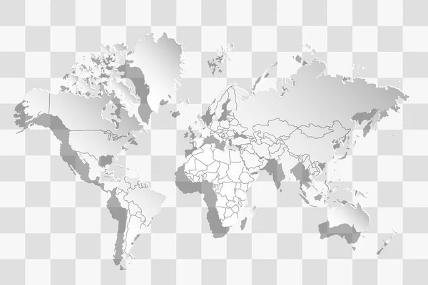 Politická Mapa Světa Šedé Mapy Světových Zemí Papír Mapou Bílého — Stock fotografie