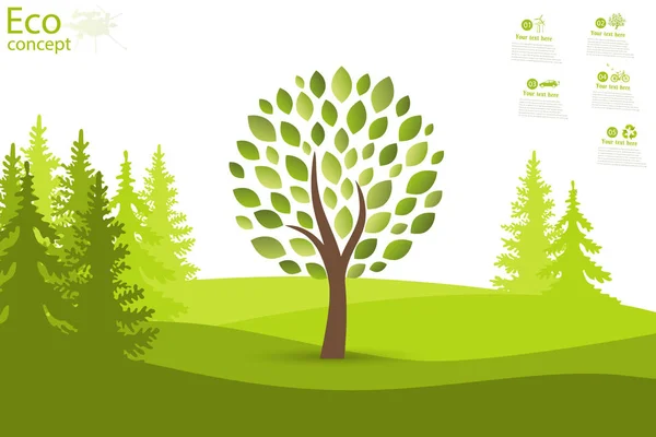 Tree Green Grass Eco Friendly Concept Ecology Background Tree Template — 스톡 사진