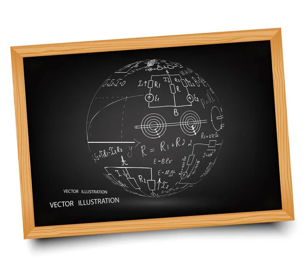 Scienza Equazioni Formule Matematiche Sulla Lavagna Scolastica Palla Equazioni Matematiche — Foto Stock