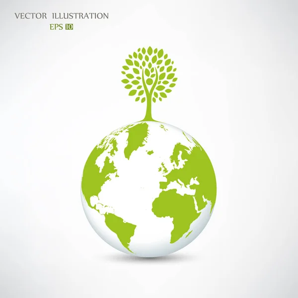 Silhouette Arbre Sur Globe Concept Écologie Pour Sauver Planète Dessin — Photo