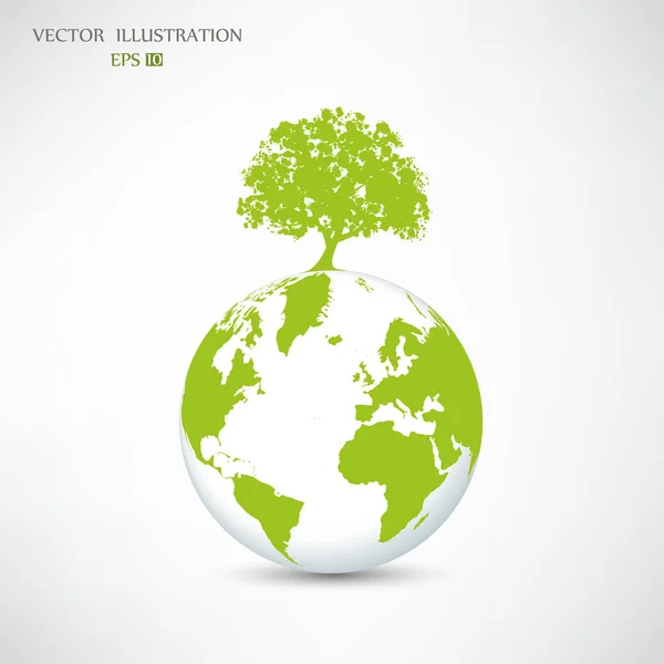 Yeryüzündeki Bir Ağacın Silueti Gezegeni Kurtarmak Için Ekoloji Kavramı Küresel — Stok fotoğraf