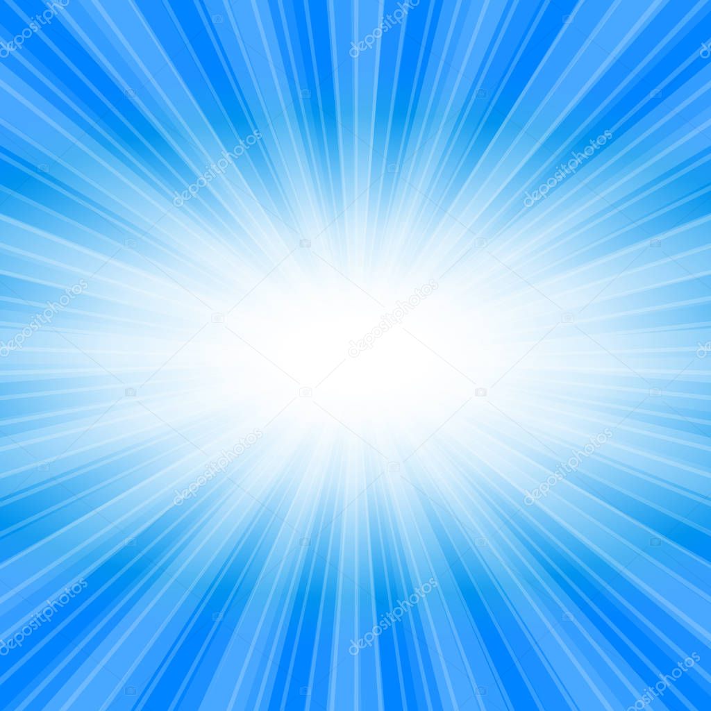 Blue color burst background. Illustration 