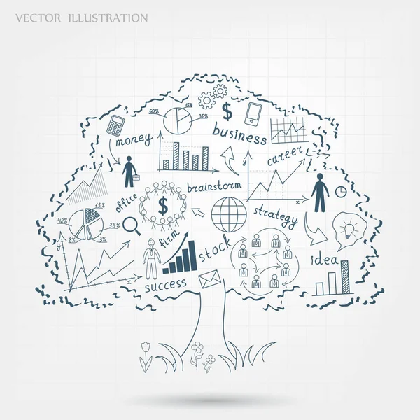 Drawing graphs and charts business strategy plan concept idea on an tree. Business concept. Illustration modern template design