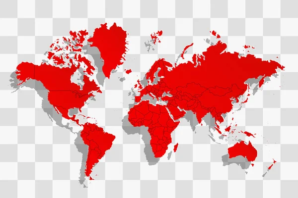 Political map of the world. Red map of the world. Illustration