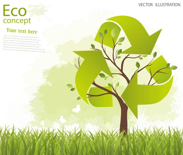 The tree on the recycling symbol. Environmentally friendly world. Illustrationof ecology on a white background, the concept of info-graphics, modern design. Insert the text.