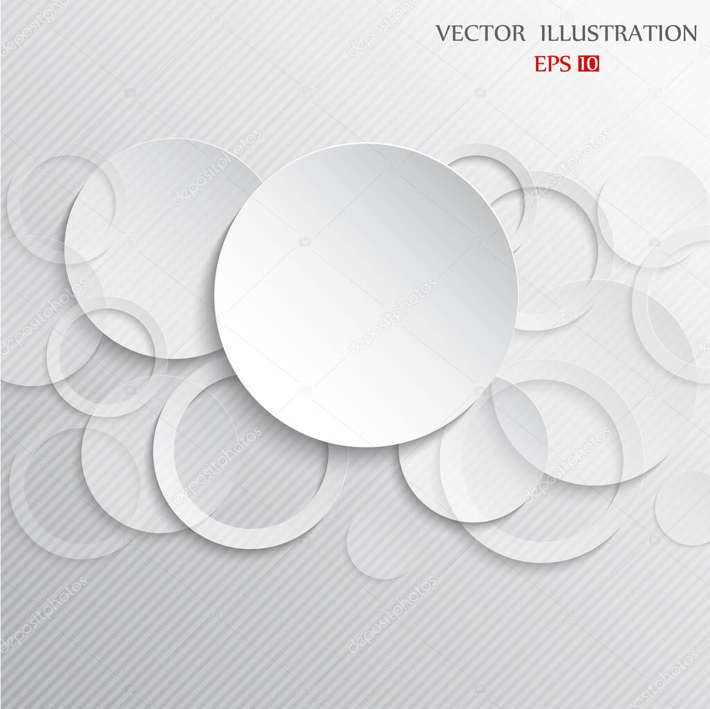 Abstract white paper circles on light background. Illustration