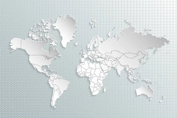 World Map Paper Mapa Político Del Mundo Sobre Fondo Gris — Archivo Imágenes Vectoriales