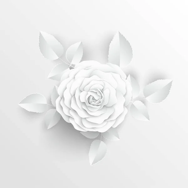 Flor Papel Rosas Blancas Cortadas Papel Decoraciones Boda Ramo Novia — Vector de stock