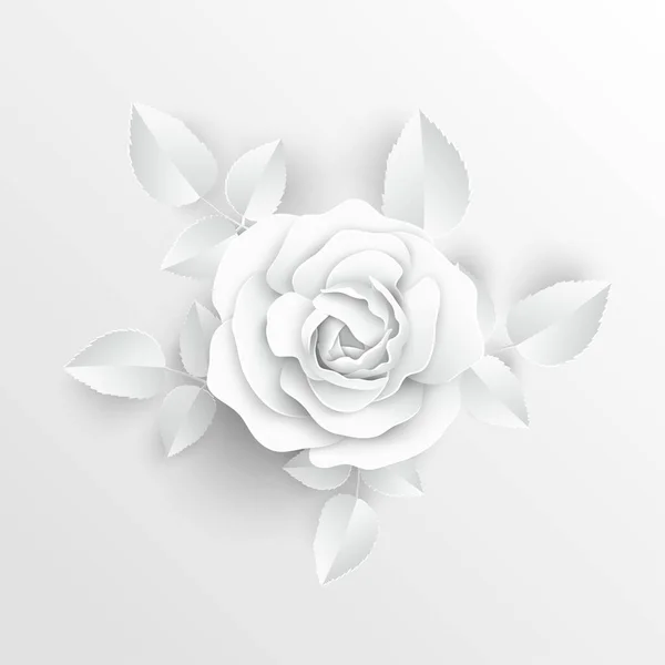 Flor Papel Rosas Blancas Cortadas Papel Decoraciones Boda Ramo Novia — Vector de stock