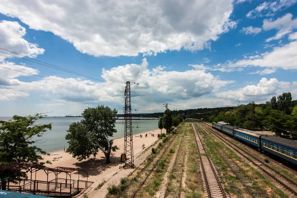 Železnice Blízkosti Moře Mariupolu Doněcká Oblast Ukrajina — Stock fotografie