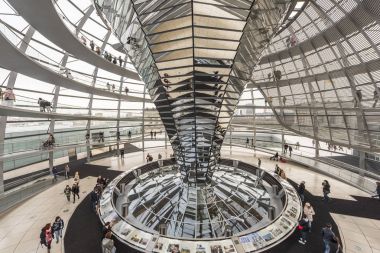 Berlin, Almanya - Şubat 2017: Bundestag kubbe etkileyici iç