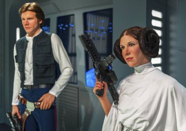 Berlin, Almanya - Şubat 2017: Madame Tussaud's Müzesi'nde rakamlar Star Wars personnages balmumu