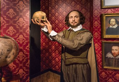 Berlin, Almanya - Şubat 2017: Shakespeare balmumu şekil Madame Tussaud's Müzesi'nde