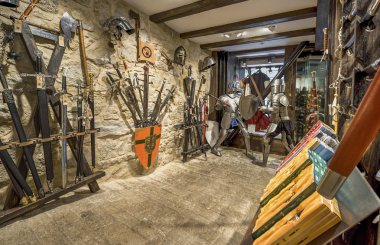 Rothenburg ob der Tauber, Almanya-Eylül 2016: kasabasında bir vintage mağaza