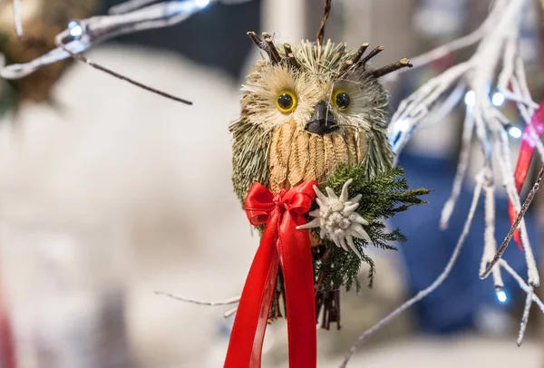 Natale Capodanno Fatto Mano Gufo Decorativo — Foto Stock