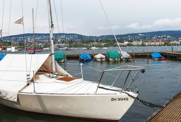 Yachts Quay Zurich Lake — Stock Photo, Image