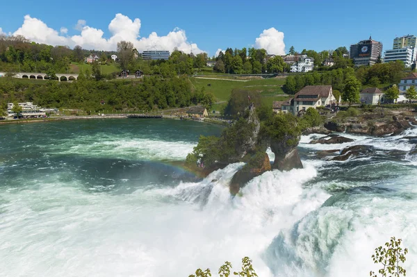 Rhein Waterfall Germany April 2017 Power Water Rhein Waterfall Spring — Stok Foto