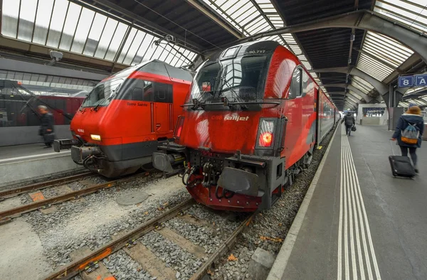 苏黎世 2017年4月 在中央铁路驻地在城市 — 图库照片