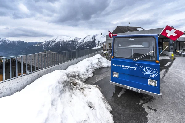 Pequeño Camión Servicio Bettmeralp Pueblo Alpino Suiza — Foto de Stock