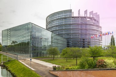 Strasbourg, Fransa - Mayıs 2017: görünüm Avrupa Parlamentosu binasında