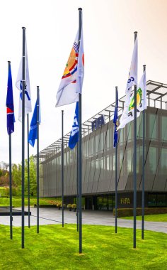 Zürih, İsviçre - Mayıs 2017: offcial FIFA bina merkezi görünüm