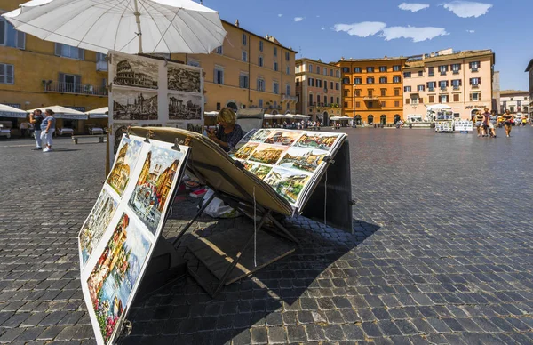 Roma Agosto 2018 Immagini Vendita Piazza Navona Una Calda Giornata — Foto Stock