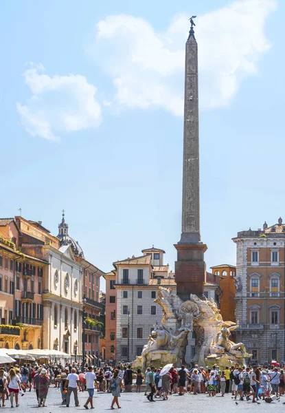Rom Italien Augusti 2018 Piazza Navona Varm Sommardag — Stockfoto