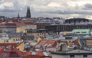 Prag 'ın merkezinde hava manzarası