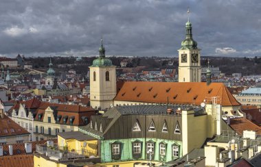 Prag 'ın merkezinde hava manzarası