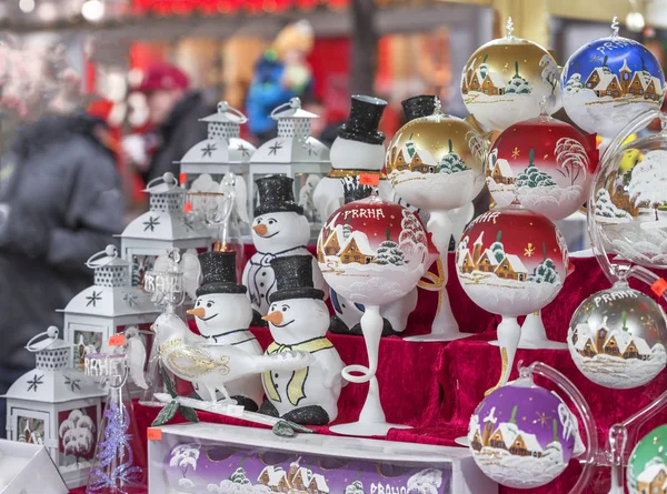 Bolas Cristal Natal Tradicionais Venda Centro Praga — Fotografia de Stock