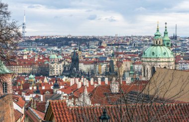 Prag 'ın merkezinde hava manzarası