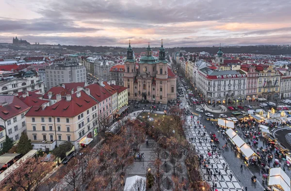 Günbatımında Prag Hava Manzarası — Stok fotoğraf