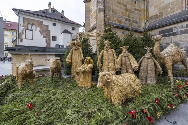 Prag Merkezinde Saman Noel Dekoru — Stok fotoğraf