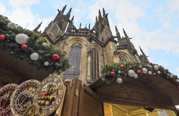 Mercado Navideño Castillo Ciudad Prrague — Foto de Stock