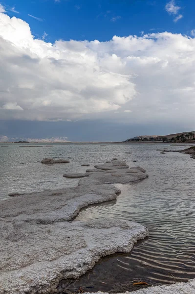 Bewolkte Dag Aan Dode Zee Israël — Stockfoto