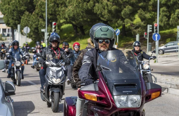 Motociclistas Tradicional Maratón Lisboa Dedicada Día Libertad Abril — Foto de Stock