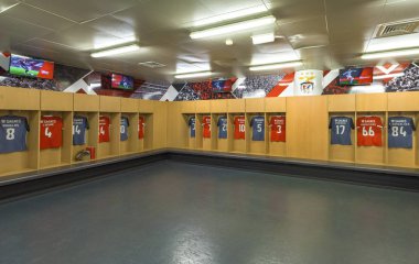Lisboa, Portugal - April 2018: Changing room at Estadio da Luz - the official playground of FC Benfica