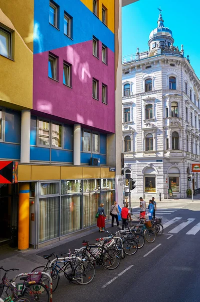 Cyklar Parkering Gatorna Wien — Stockfoto