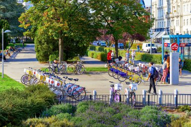Park with bicycles parking in the center of Vienna