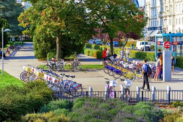 Parque Con Bicicletas Aparcamiento Centro Viena —  Fotos de Stock