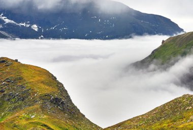 Autumn landscape at Grossglockner alpine road on a cloudy day