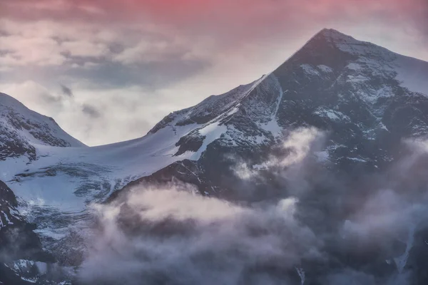 Vista Panoramica Sul Tramonto Sulla Strada Alpina Grossglockner Austria — Foto Stock