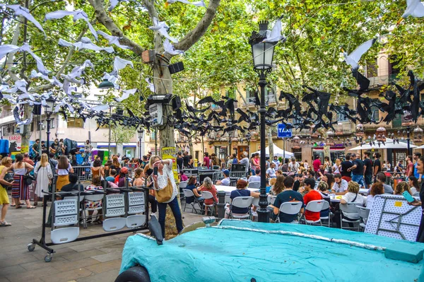 Fiesta Major Gracia Placa Rovira Trias Barcelona Spanya Ağustos 2019 — Stok fotoğraf