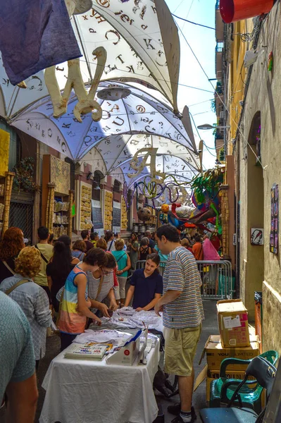 Fiesta Major Gracia Carrer Mozart Barcelona Spain August 2019 Decorated — Stock Photo, Image